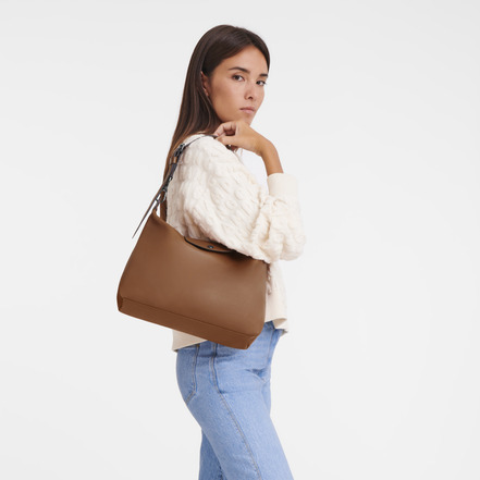 Longchamp sac porté épaule cognac