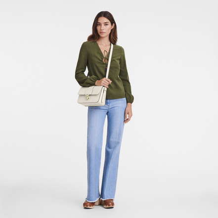 Longchamp sac bandoulière ecru