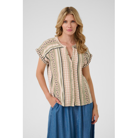 Cream blouse jeans