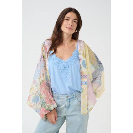Cream cardigan multi color