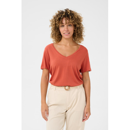 Cream t-shirt oranje