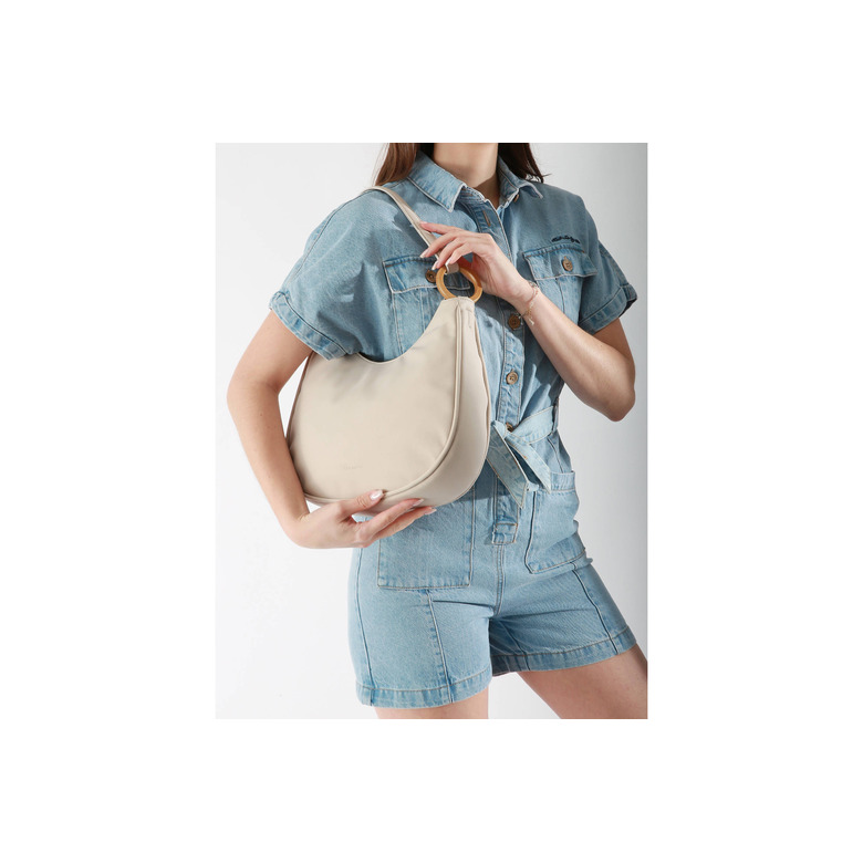 Woomen Vegan schultertasche ecru 4