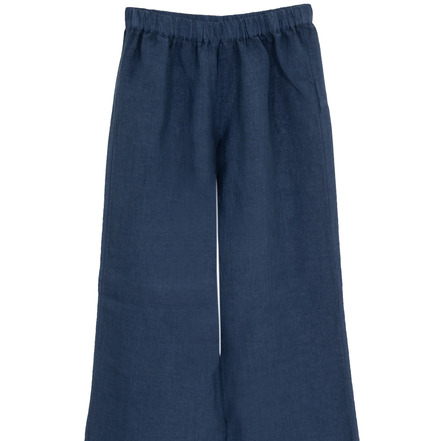 120%lino pantalon bleu