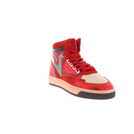 Hip high shoes red