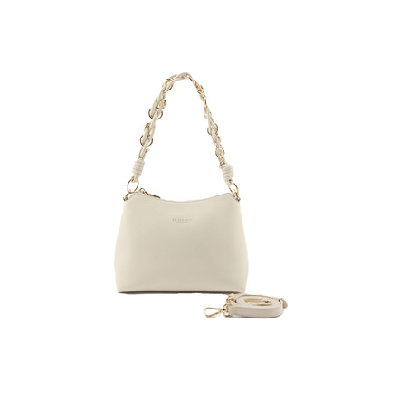 Seidenfelt schultertasche ecru