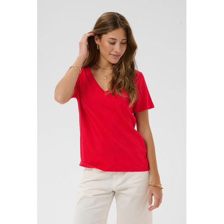 Cream t-shirts red