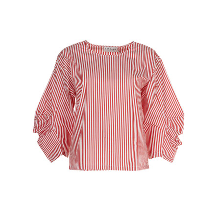 Nathalie Vleeschouwer chemisier rouge