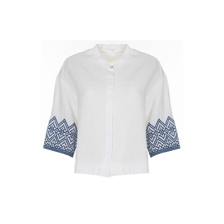 120%lino blouse wit