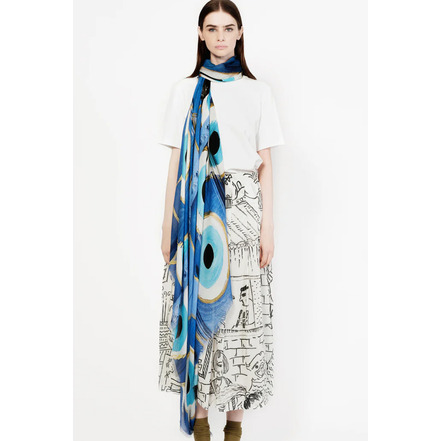 Talking Walls scarf blue