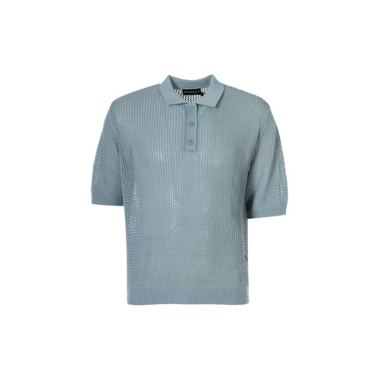 Nathalie Vleeschouwer polo blauw 1