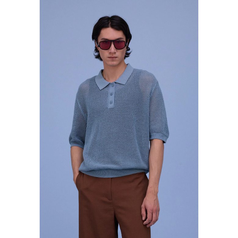 Nathalie Vleeschouwer polo blauw 2