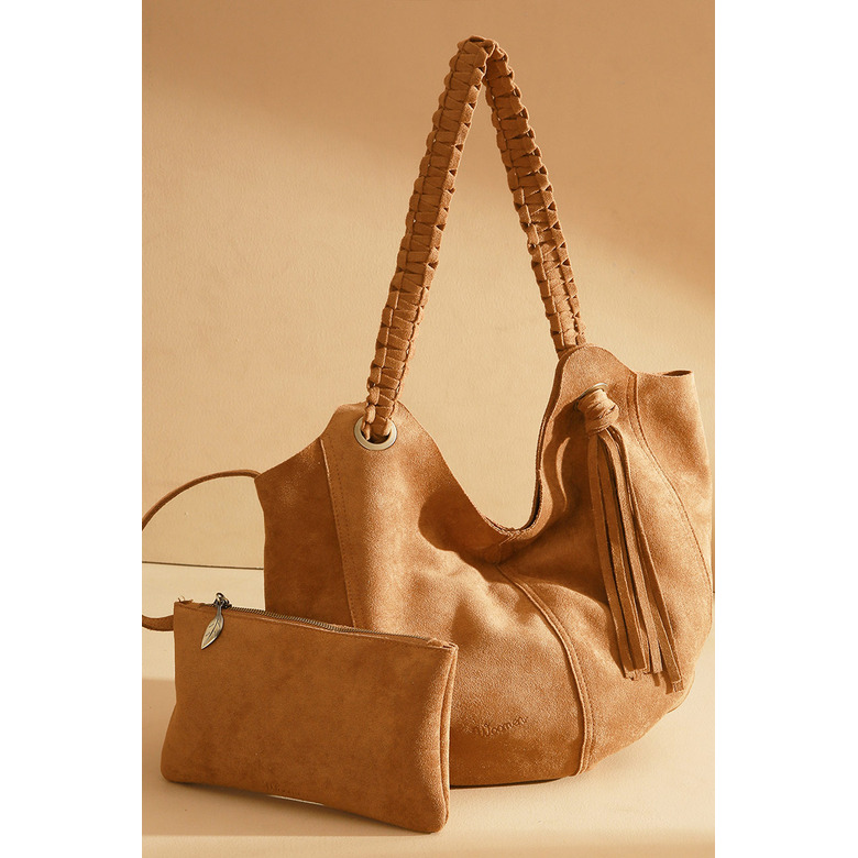 Woomen Vegan schoudertas camel 2