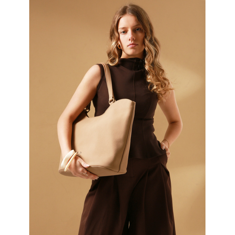 Woomen Vegan schultertasche beige 5