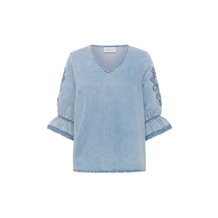 Cream chemisier bleu