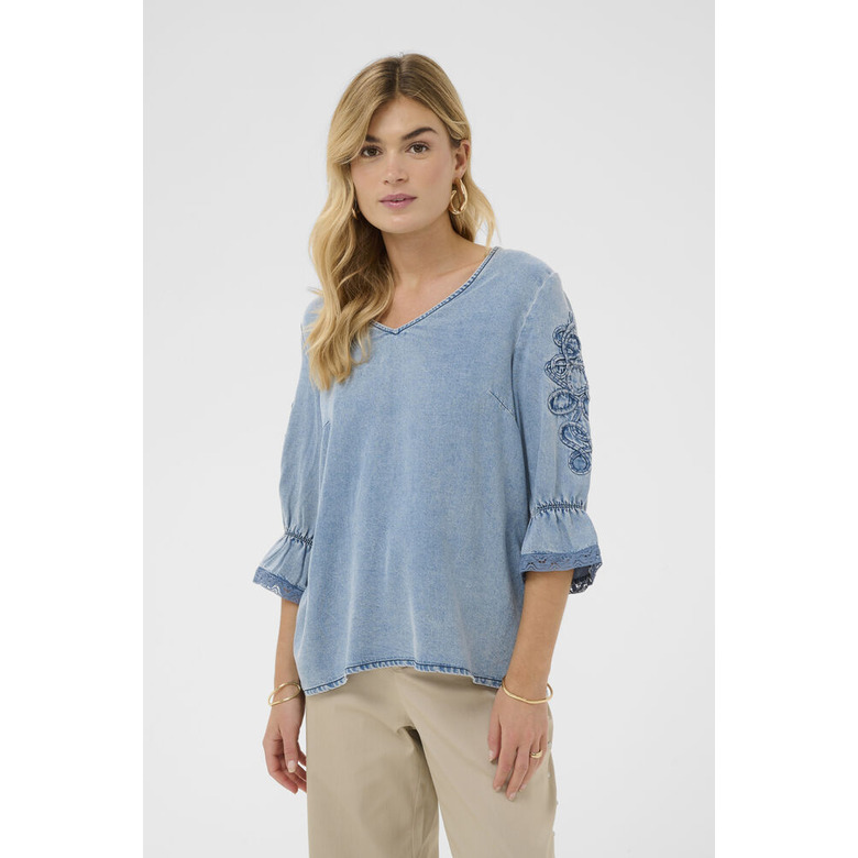 Cream chemisier bleu 2