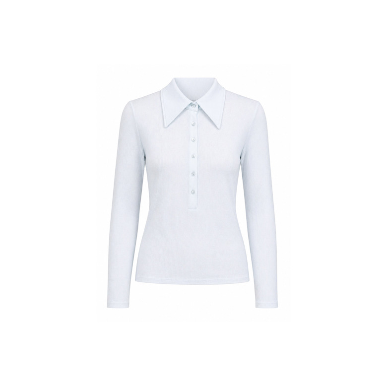 Nathalie Vleeschouwer polo bleu 1