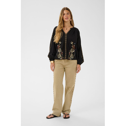 Cream blouse zwart