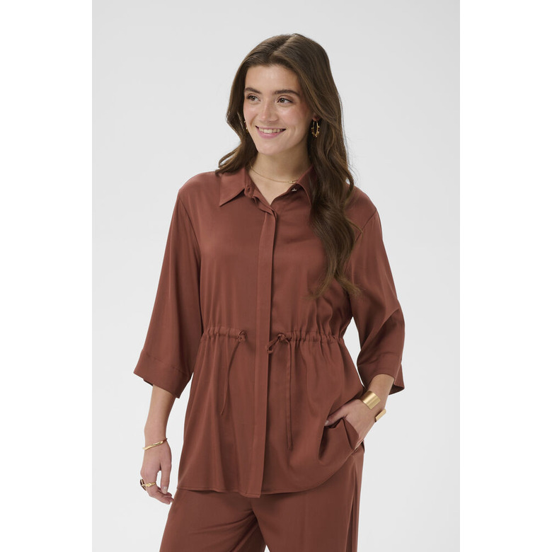Cream blouse cognac 2