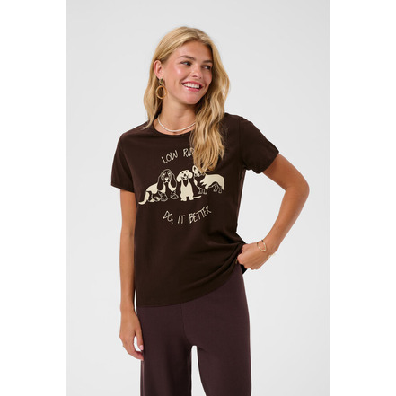Cream t-shirt bruin