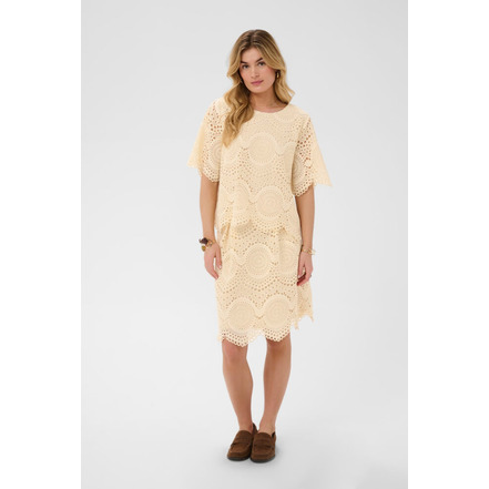 Cream blouse azuurblauw